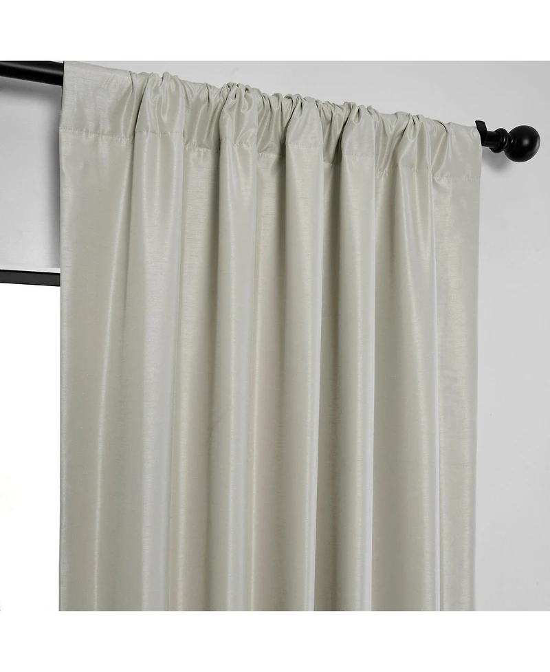 Half Price Drapes Mist Grey Vintage Textured Faux Dupioni Silk Blackout Curtain