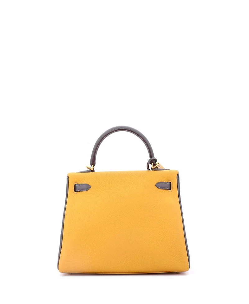 Pre-Owned Hermes Kelly 25 Handbag Bicolor Togo with Brushed Gold Hardware
