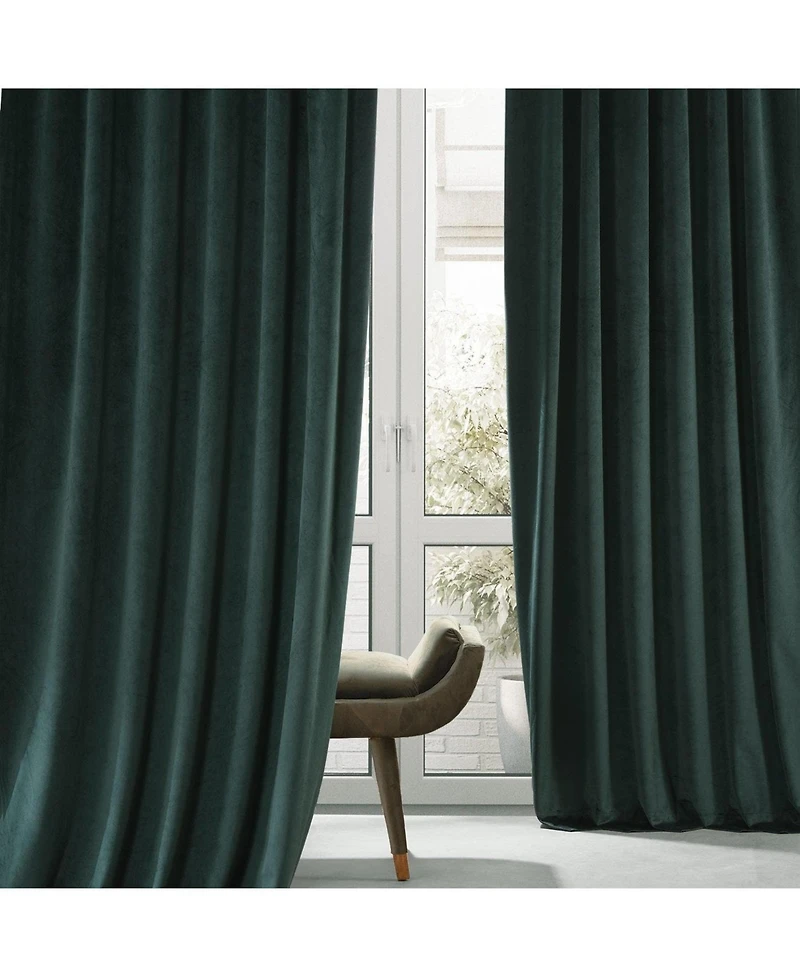 Half Price Drapes Spirit Green Signature Plush Velvet Hotel Blackout Curtain