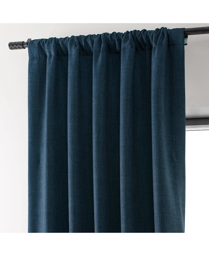 Half Price Drapes Voyager Blue Faux Linen Hotel Blackout Curtain