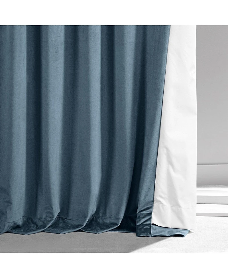 Half Price Drapes Oxford Blue Signature Plush Velvet Hotel Blackout Curtain