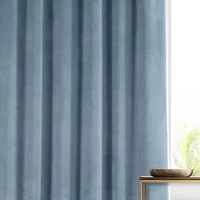 Half Price Drapes Copenhagen Blue Signature Plush Velvet Hotel Blackout Curtain