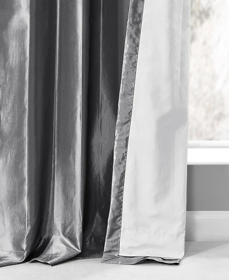 Half Price Drapes Platinum Ruched Solid Faux Silk Taffeta Room Darkening Curtain