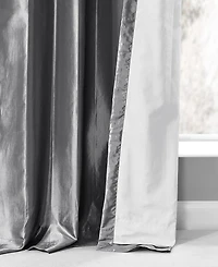 Half Price Drapes Platinum Ruched Solid Faux Silk Taffeta Room Darkening Curtain