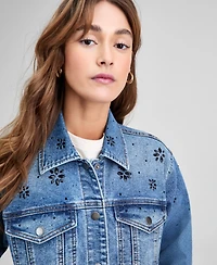 And Now This Petite Embellished Boyfriend Denim Jacket, Macy's Exclusive