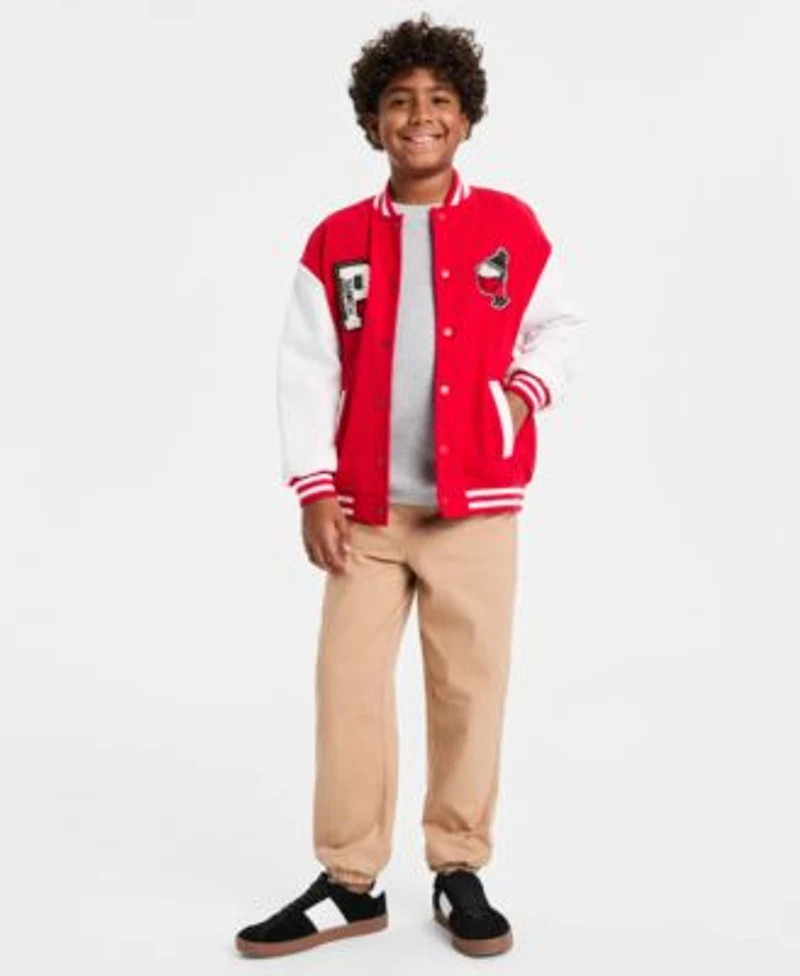 Epic Threads Little Big Boys Snoopy Varsity Jacket Thermal Long Sleeve Shirt Twill Joggers Macys Exclusive