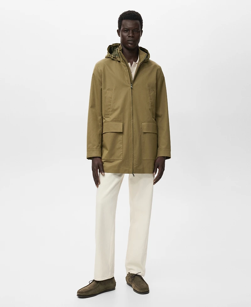 Mango Men's Water-Repellent Hooded Parka