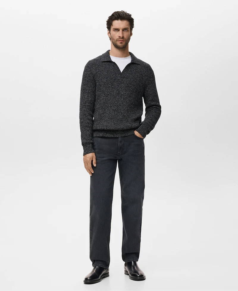 Mango Men's Cotton Polo-Neck Sweater