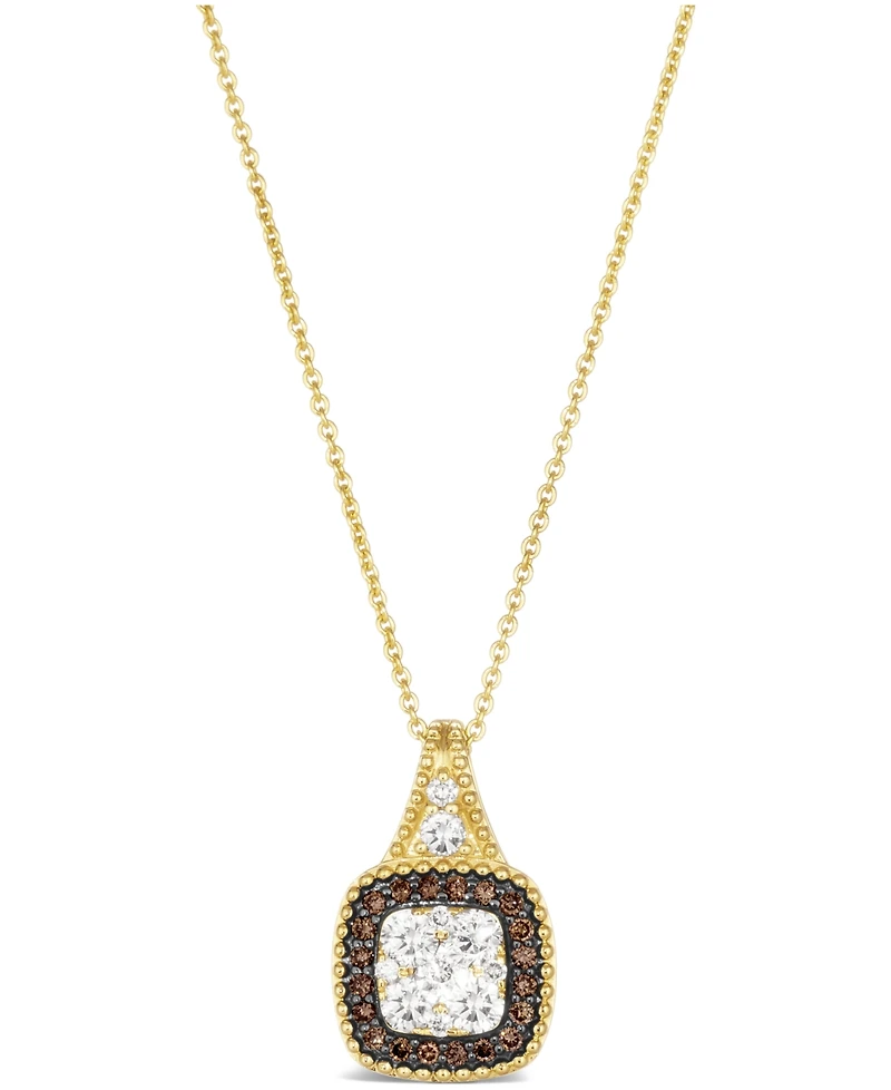 Le Vian Chocolate Diamond (.15 ct. t.w.) and Nude Diamond (.43 ct. t.w.) Square Pendant Necklace in 14K Honey Gold