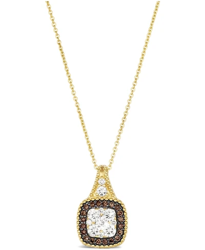 Le Vian Chocolate Diamond (.15 ct. t.w.) and Nude Diamond (.43 ct. t.w.) Square Pendant Necklace in 14K Honey Gold