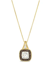 Le Vian Chocolate Diamond (.15 ct. t.w.) and Nude Diamond (.43 ct. t.w.) Square Pendant Necklace in 14K Honey Gold