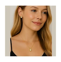Elena Halo Pendant Necklace Gold & White Plated