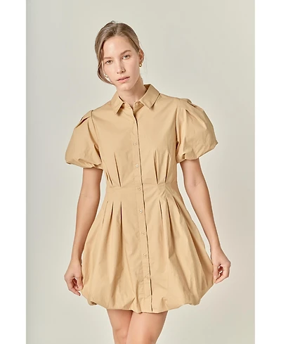 English Factory Women's Button Down Bubble Mini Skirt