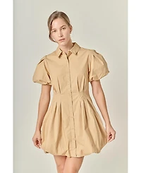 English Factory Women's Button Down Bubble Mini Skirt