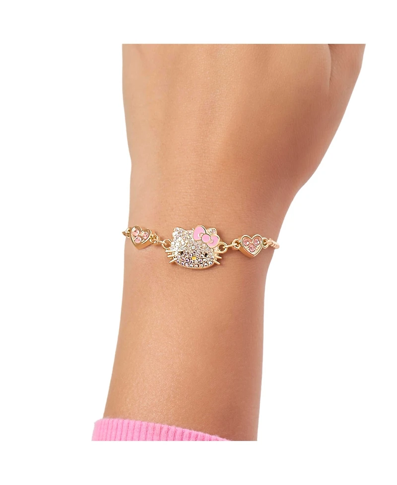 Hello Kitty Adjustable Bracelet with Pave Pink Bow & Crystals