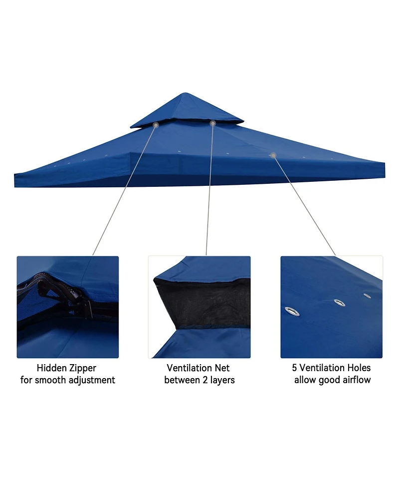 Yescom 8x8Ft 2-Tier Gazebo Top Replacement UV30+ for Dual Tier Outdoor Patio Canopy Cover Party Yard Garden Navy Blue