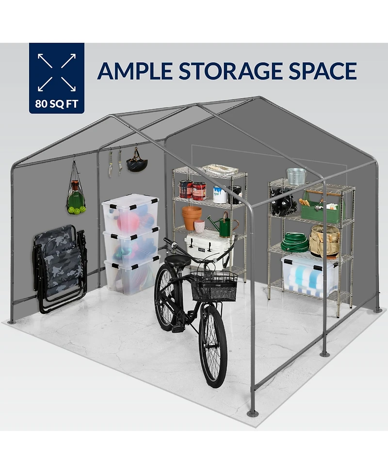 Best Choice Products 10x8ft Outdoor Fabric Storage Shed, Steel Frame, Dual Zipper Doors, Window