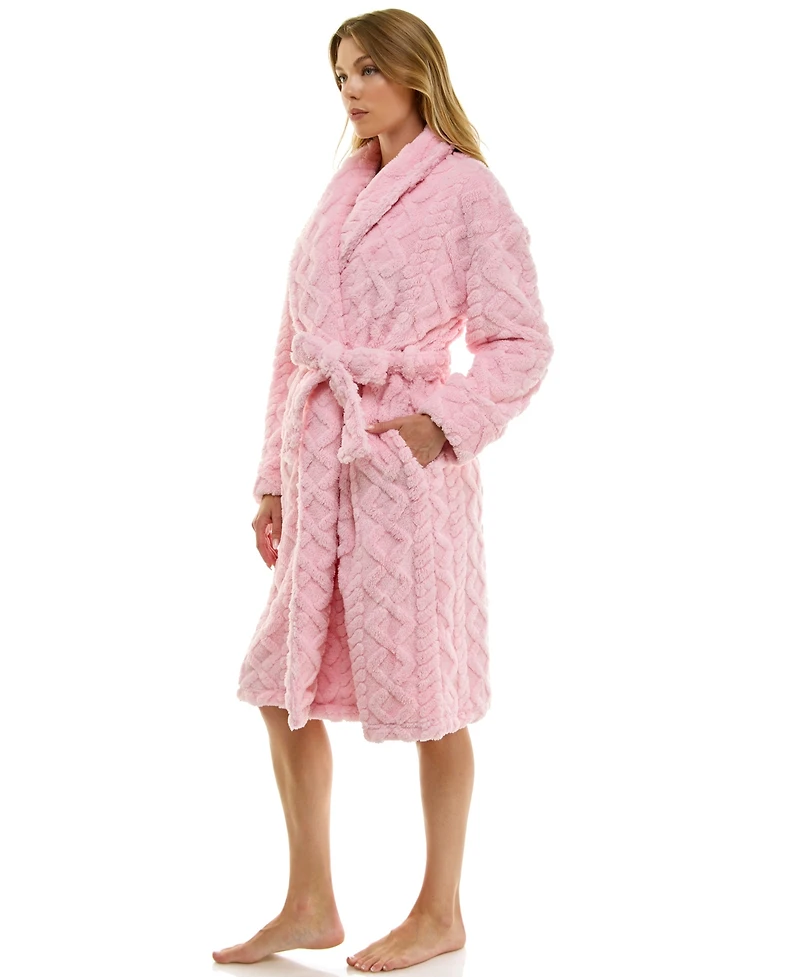 Roudelain Women's Textured Shawl Collar Robe