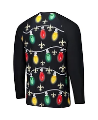 Concepts Sport Men's 2-Piece Black New Orleans Saints Garland Knit Raglan Long Sleeve Top and Pants Set