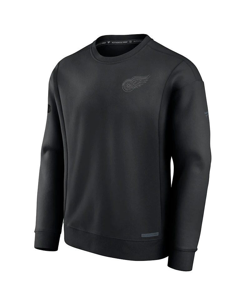 Fanatics Men's Black Detroit Red Wings Authentic Pro Road Fleece Pullover Sweatshirt