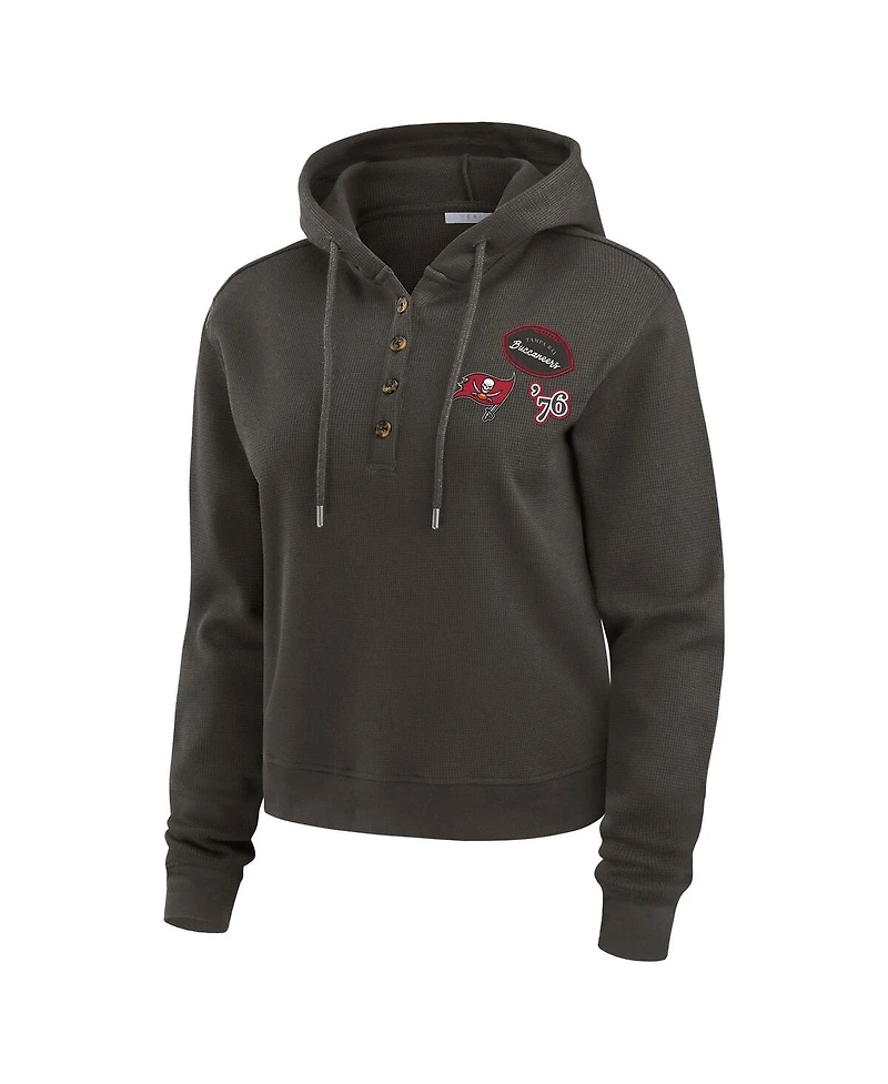 Wear by Erin Andrews Women's Pewter Tampa Bay Buccaneers Waffle Hoodie Pullover Top