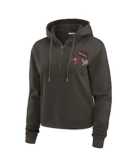 Wear by Erin Andrews Women's Pewter Tampa Bay Buccaneers Waffle Hoodie Pullover Top