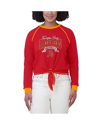Wear by Erin Andrews Women's Red/Orange Tampa Bay Buccaneers Tie-Front Long Sleeve Top