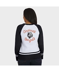 Wear by Erin Andrews Women's White/Black Cincinnati Bengals Color Block Raglan Sweater