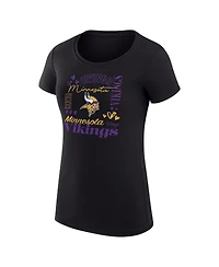 G-iii 4Her by Carl Banks Women's Black Minnesota Vikings Super-Slim Fit Lightweight Collage Team T-Shirt
