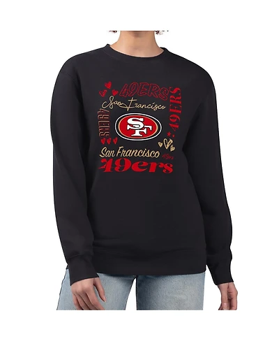 G-iii 4Her by Carl Banks Women's Black San Francisco 49ers Collage Graphic Fleece Pullover Sweatshirt