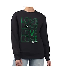 G-iii 4Her by Carl Banks Women's Black Dallas Stars Lots Of Love Team Logo Graphic Pullover Sweatshirt