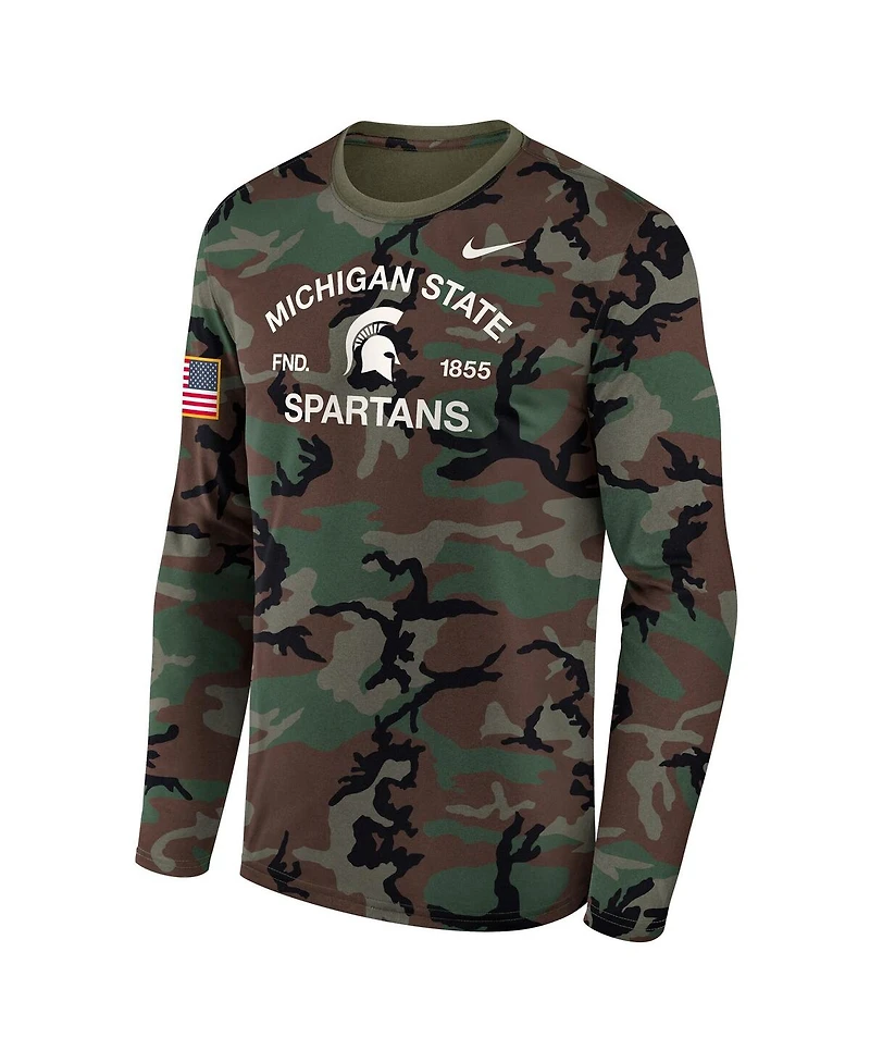 Nike Men's Camo Michigan State Spartans 2025 Military Appreciation Legend Dri-fit Long Sleeve T-Shirt