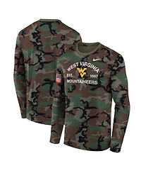 Nike Men's Camo West Virginia Mountaineers 2025 Military Appreciation Legend Dri-fit Long Sleeve T-Shirt
