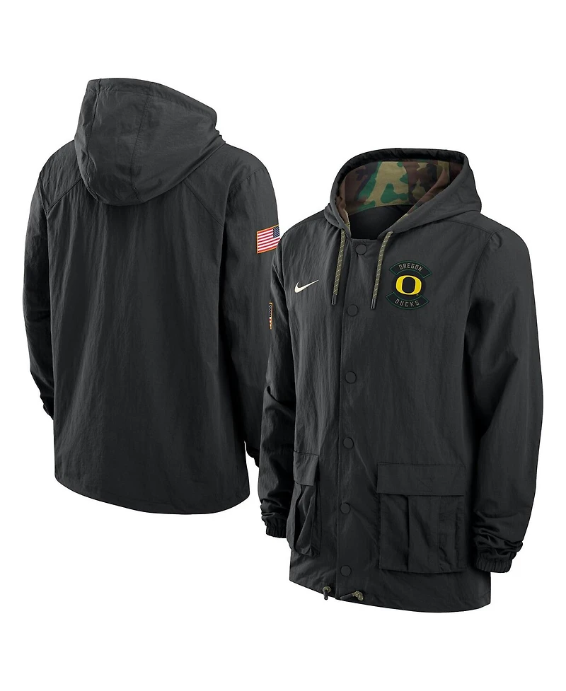 Nike Men's Black Oregon Ducks 2025 Ncaa Military Appreciation Full-Snap Jacket