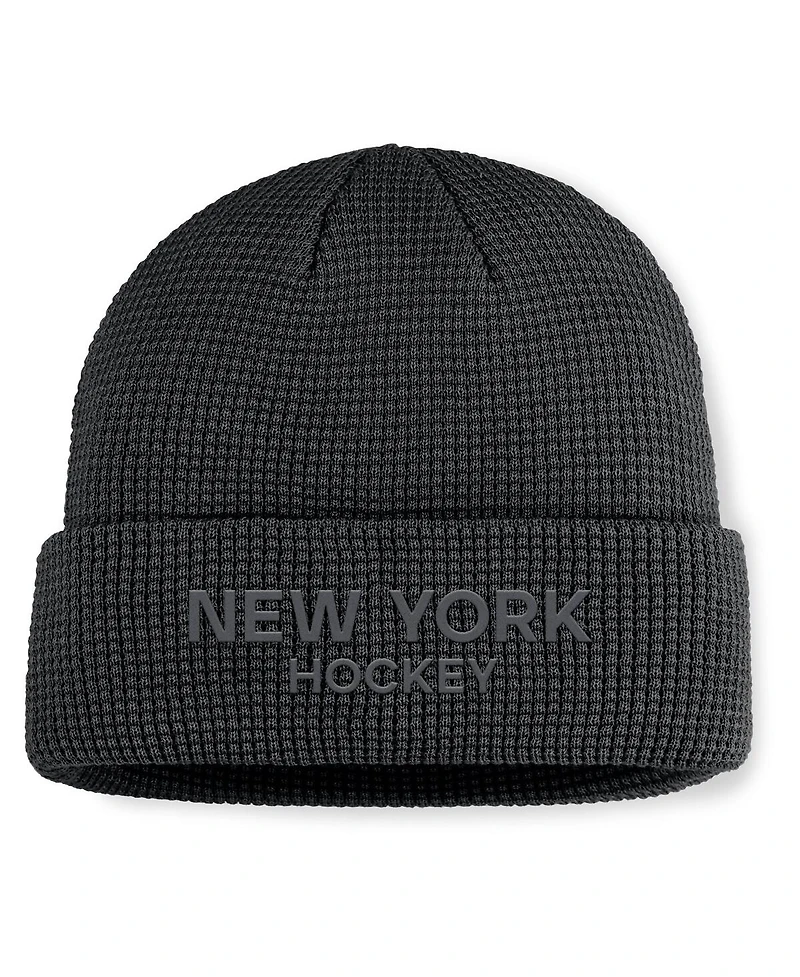 Fanatics Men's Black New York Rangers Authentic Pro Road Cuffed Knit Hat