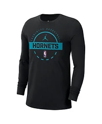 Jordan Men's Black Charlotte Hornets Authentic Long Sleeve Practice T-Shirt