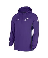 Nike Men's Purple Utah Jazz Authentic On Court Zone Quarter-Zip Dri-fit Hoodie Jacket