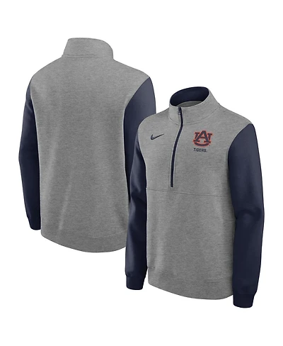 Nike Men's Heather Gray Auburn Tigers Club Fleece Half-Zip Pullover Sweatshirt