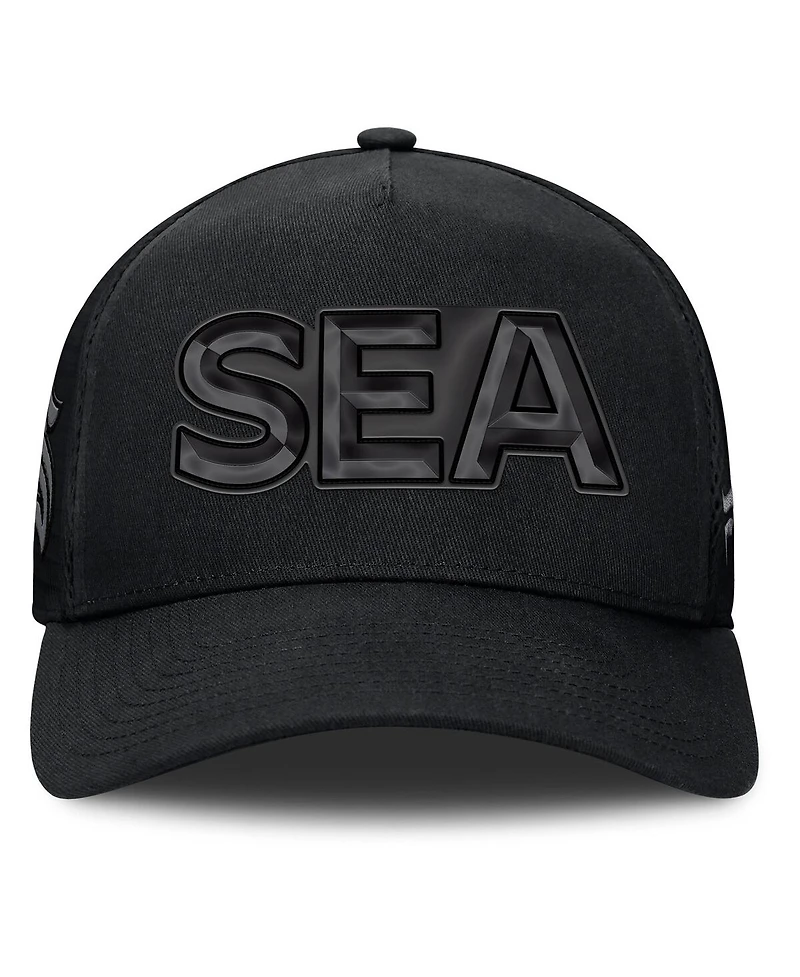 Fanatics Men's Black Seattle Kraken Authentic Pro Road Team Code Trucker Adjustable Hat