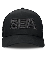Fanatics Men's Black Seattle Kraken Authentic Pro Road Team Code Trucker Adjustable Hat
