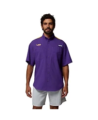 Columbia Men's Purple Lsu Tigers Tamiami Color Block Omni-Shade Button-Down Shirt