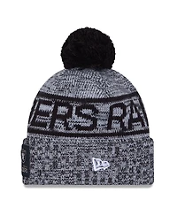 New Era Men's Black Las Vegas Raiders 2025 Sideline Cold Weather Cuffed Pom with Knit Hat