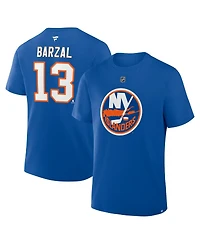 Fanatics Men's Mathew Barzal Royal New York Islanders Authentic Stack Name Number T-Shirt