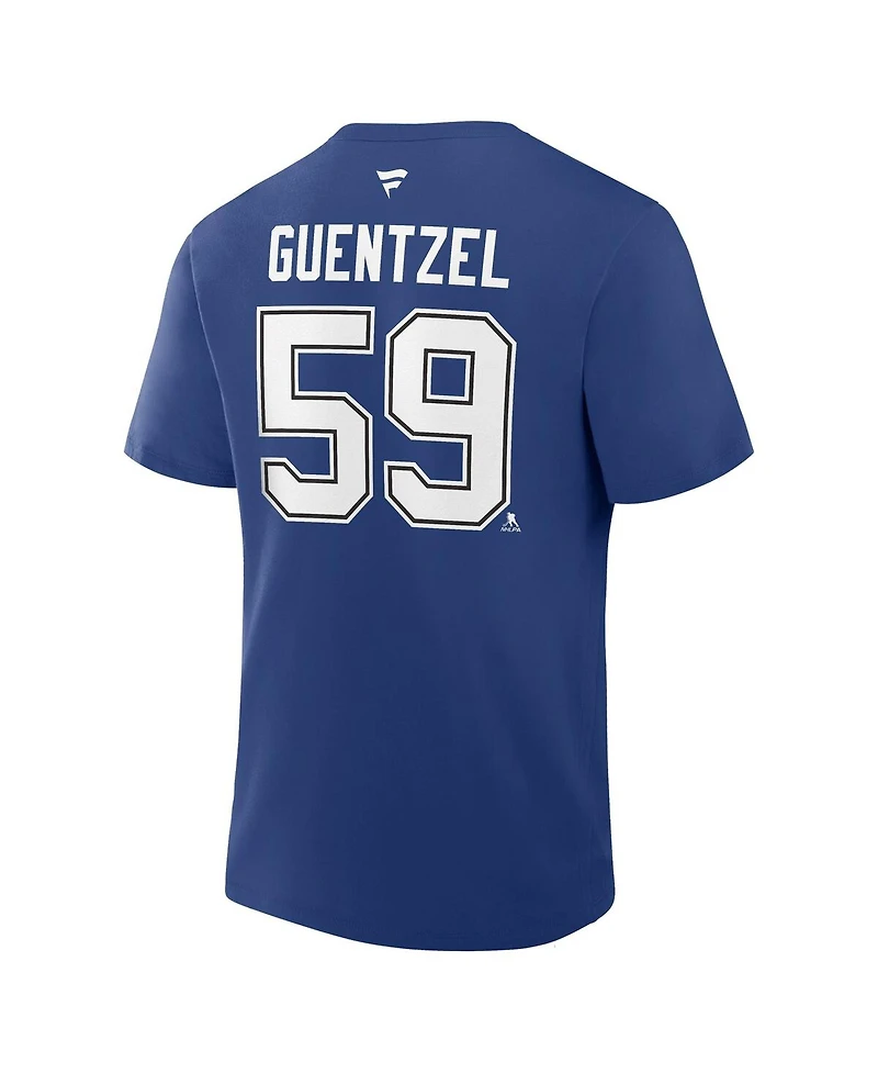Fanatics Men's Jake Guentzel Blue Tampa Bay Lightning Authentic Stack Name and Number T-Shirt