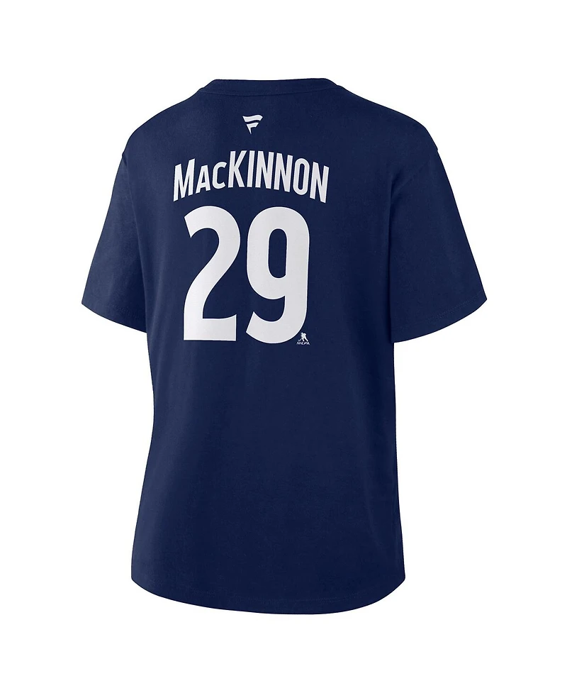 Fanatics Women's Nathan MacKinnon Athletic Navy Colorado Avalanche Authentic Stack Name Number T-Shirt
