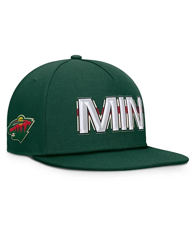 Fanatics Men's Green Minnesota Wild Authentic Pro Rink Team Code Snapback Hat
