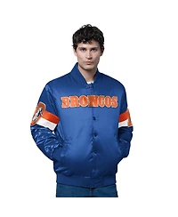 Starter Men's Royal Denver Broncos Triple Option Satin Varsity Logo Full-Snap Jacket