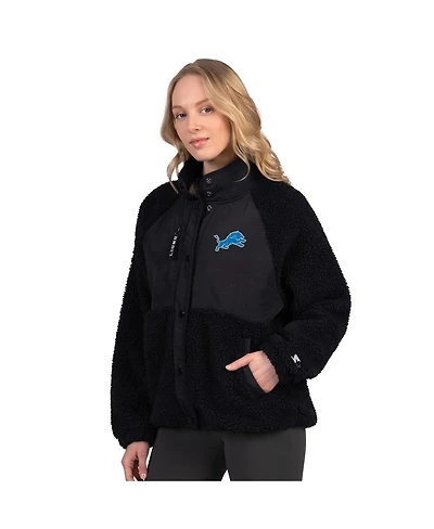Starter Women's Black Detroit Lions On the Ball Sherpa Jacket