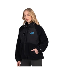 Starter Women's Black Detroit Lions On the Ball Sherpa Jacket