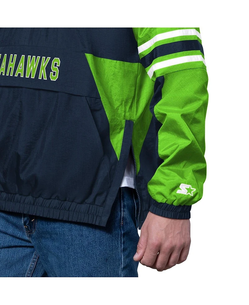Starter Men's College Navy Seattle Seahawks Prospect Half-Zip Pullover Sweatshirt
